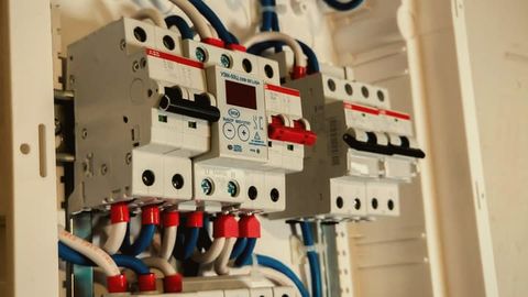 Circuit breakers and safety switches in a switchboard